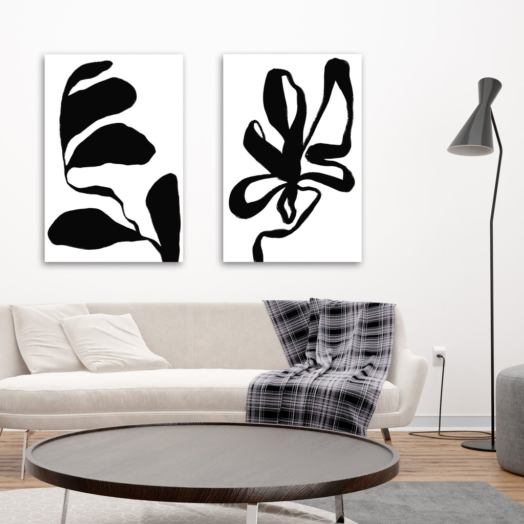 Abstract Plants in Scandinavian Style, ART SET of 2