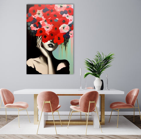 Woman Portrait with Flowers, Digital Painting