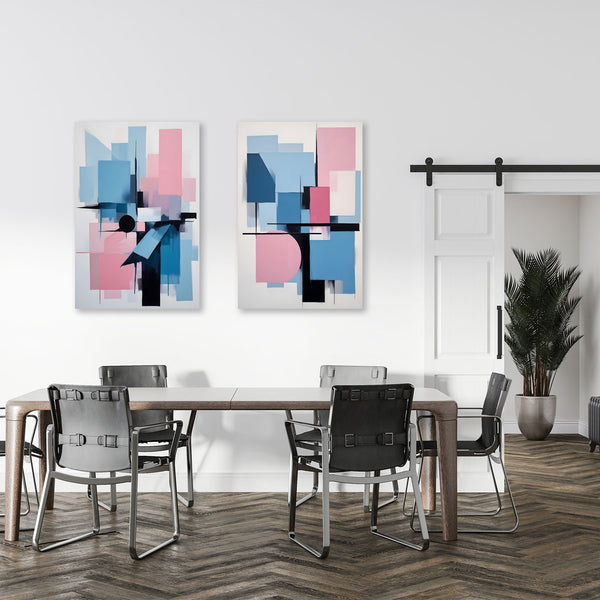 Blue City, Abstract Art Set