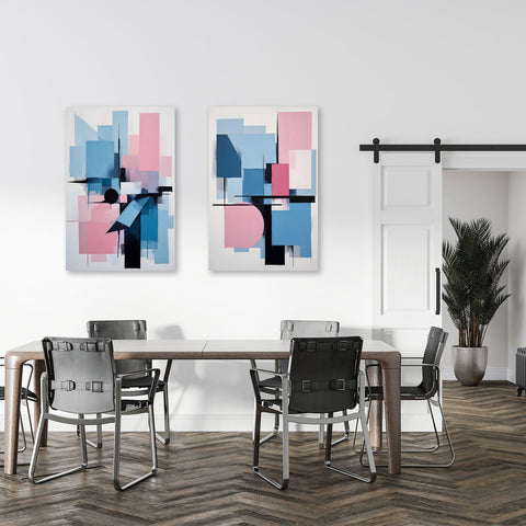 Blue City, Abstract Art Set