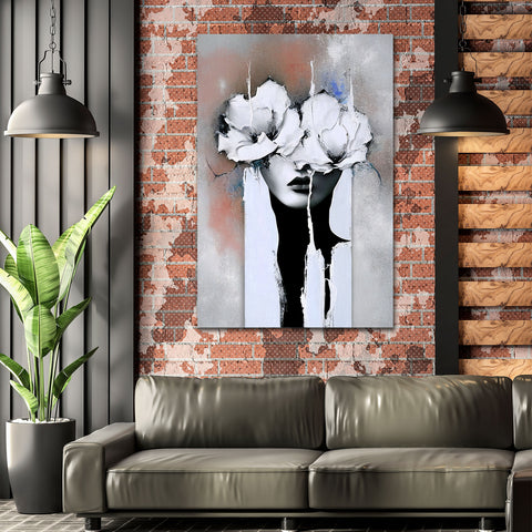 Portrait with White Flowers, Digital Art
