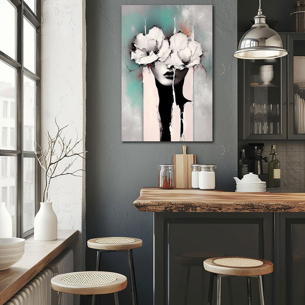 Portrait with White Flowers, Digital Art