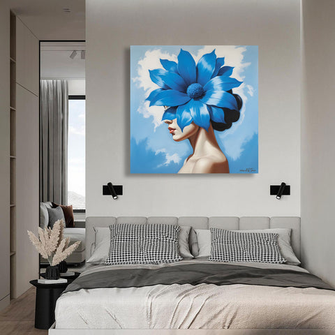 Blue Flower, Magritte Inspired Art