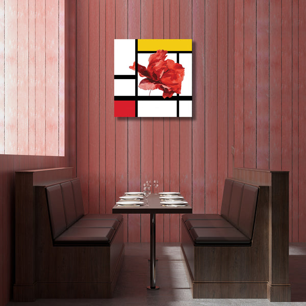 Red Flower, Mondrian-inspired Digital Art