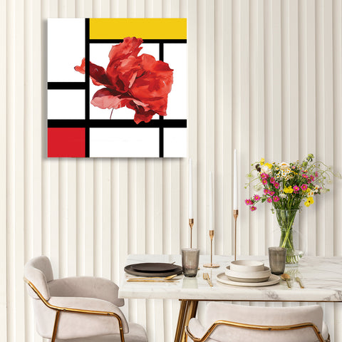 Red Flower, Mondrian-inspired Digital Art