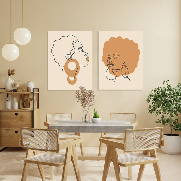Elegant Afro Women Portraits, ART Set of 2