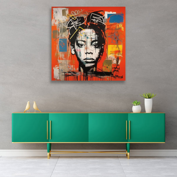 Abstract Black Girl In Basquat Style, Digital Art