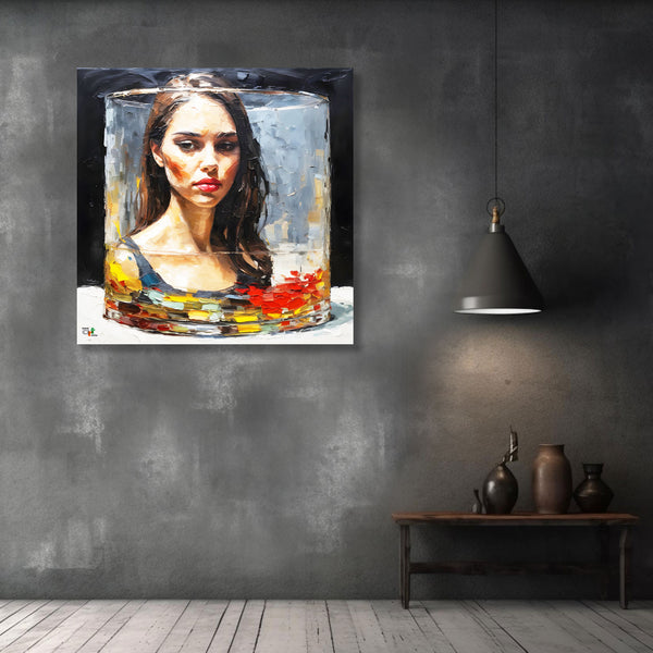 Abstract Woman Portrait in Glass, Digital Art