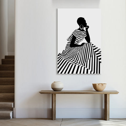Abstract Black/White Striped Portrait