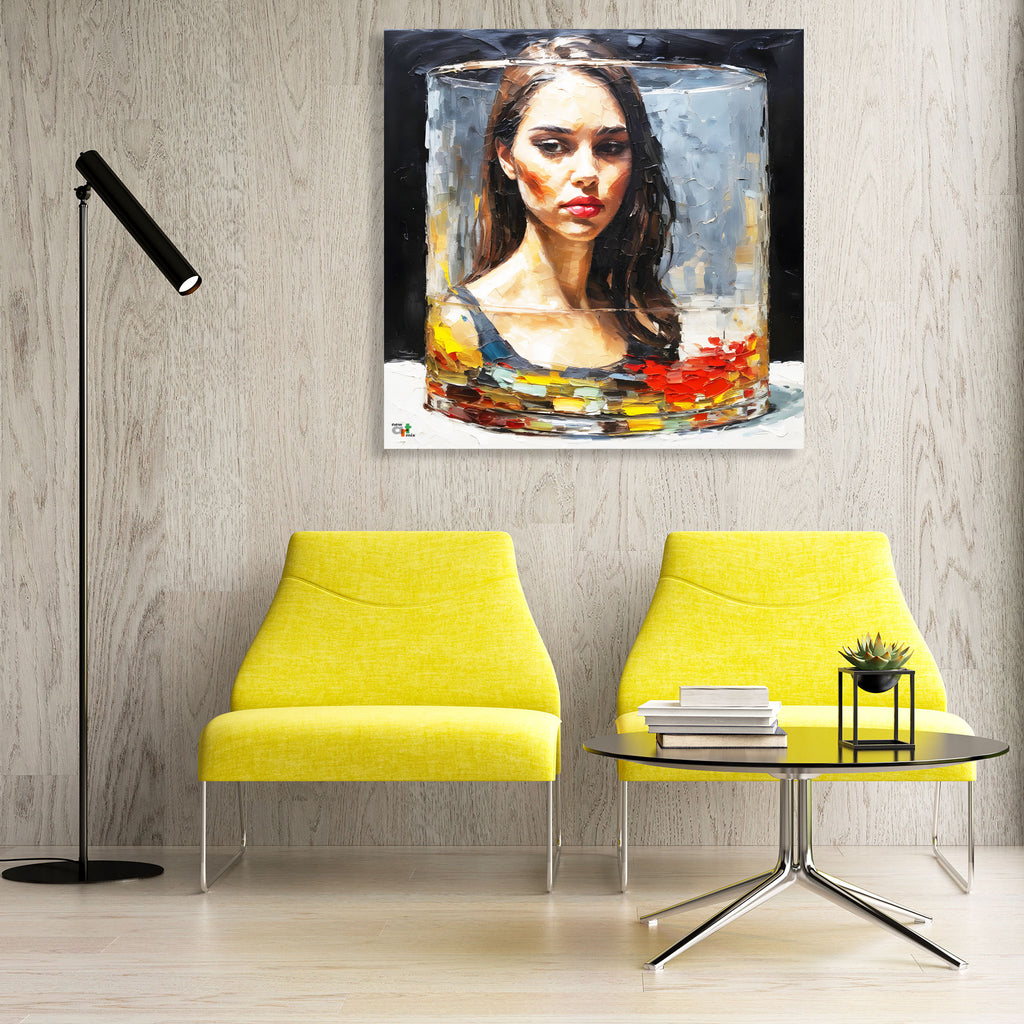 Abstract Woman Portrait in Glass, Digital Art