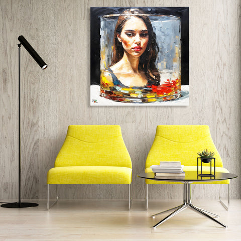 Abstract Woman Portrait in Glass, Digital Art