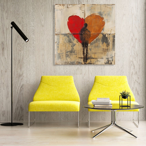 Broken Heart, Grunge Style Art Print