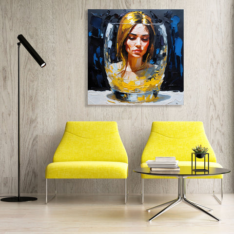 Abstract Woman Portrait in Glass, Digital Art