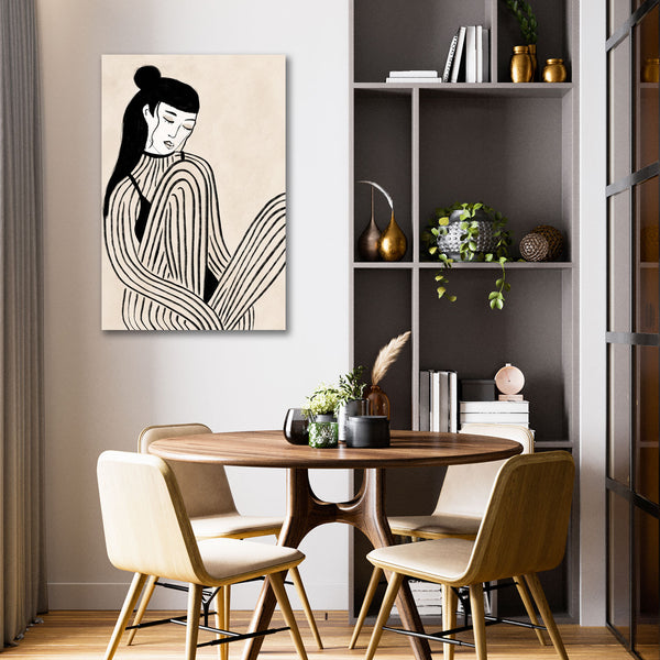 Sitting Woman, Sketch Black/White Art