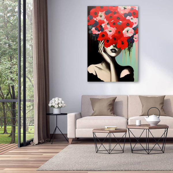 Woman Portrait with Flowers, Digital Painting