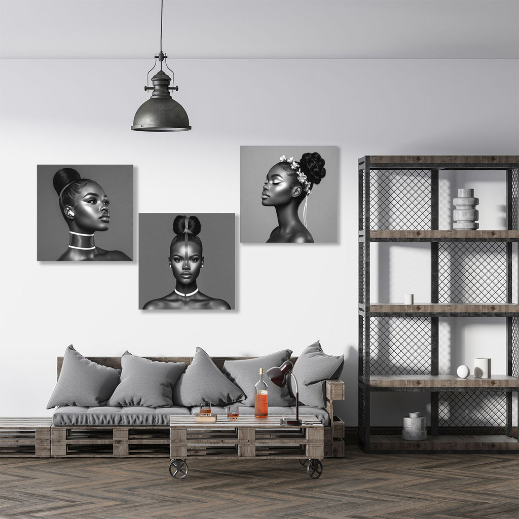 Fashion Models' Portraits, ART SET of 3