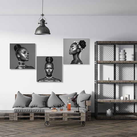 Fashion Models' Portraits, ART SET of 3