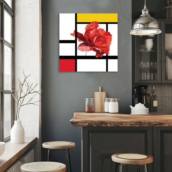 Red Flower, Mondrian-inspired Digital Art