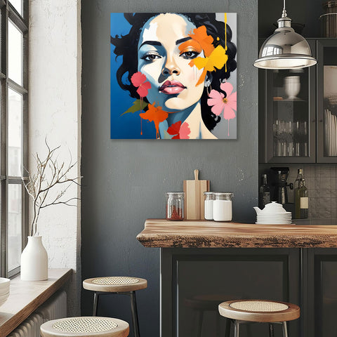 Portrait of Woman with Petals, Digital Art