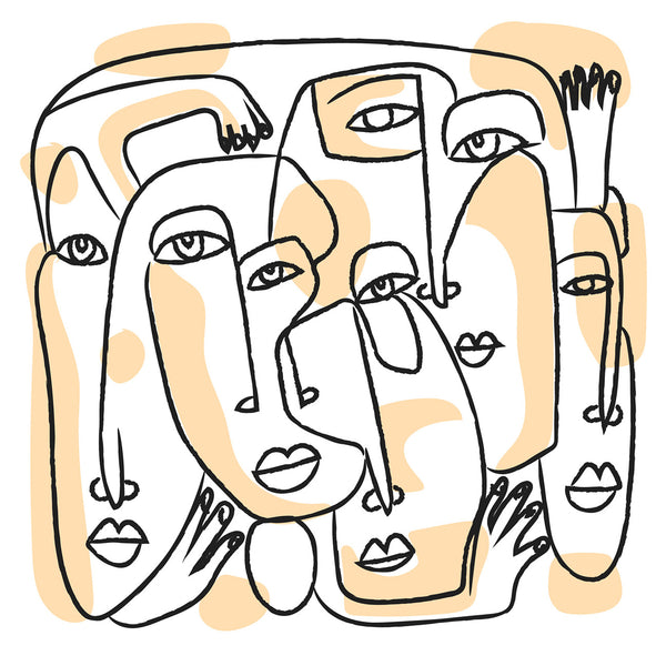 Abstract One Line Faces – Digital Art