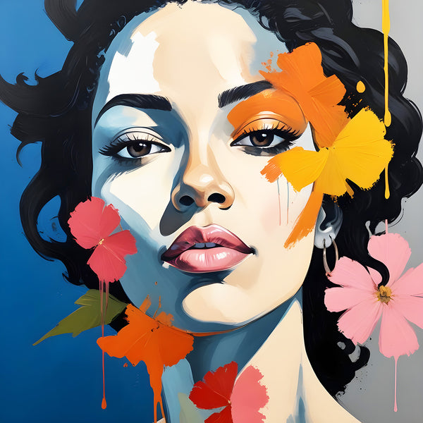 Portrait of Woman with Petals, Digital Art