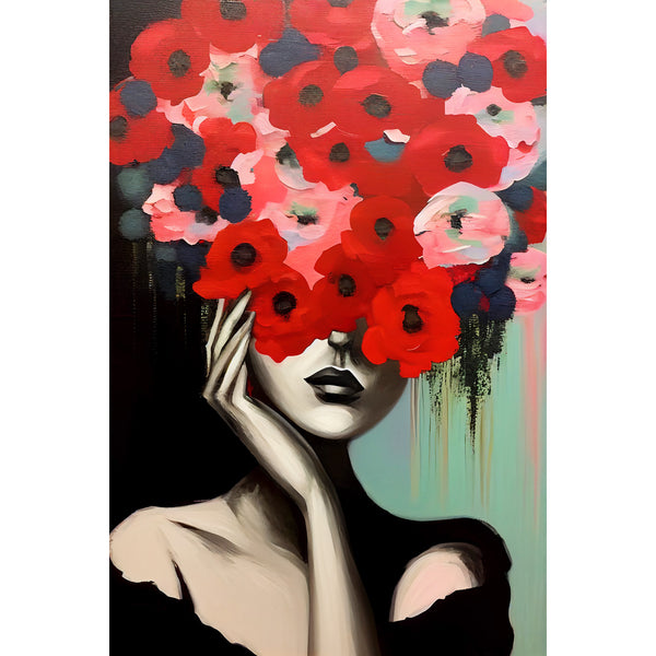 Woman Portrait with Flowers, Digital Painting