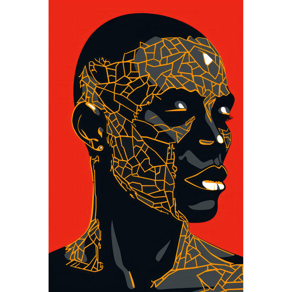 Abstract Man Portrait on Red