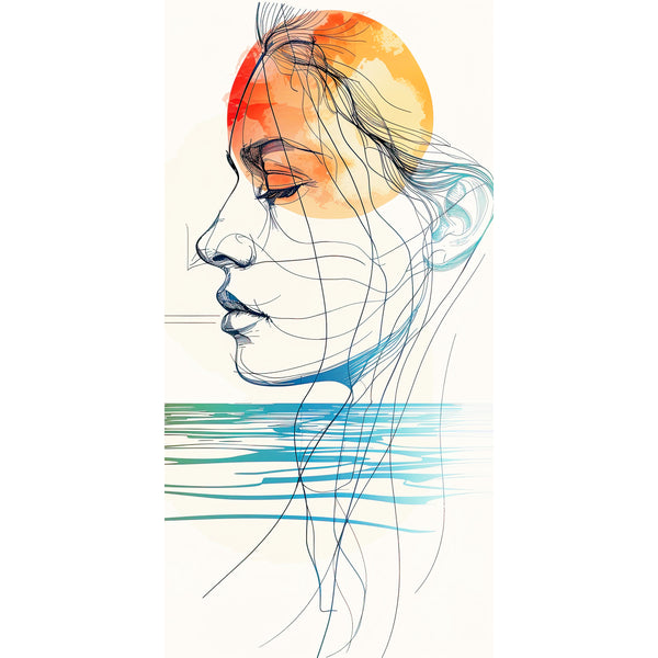 Abstract Woman portrait On Sunset Background