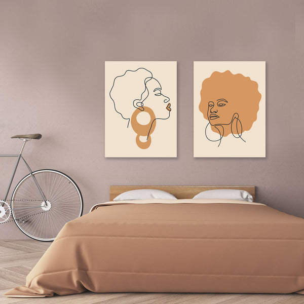 Elegant Afro Women Portraits, ART Set of 2