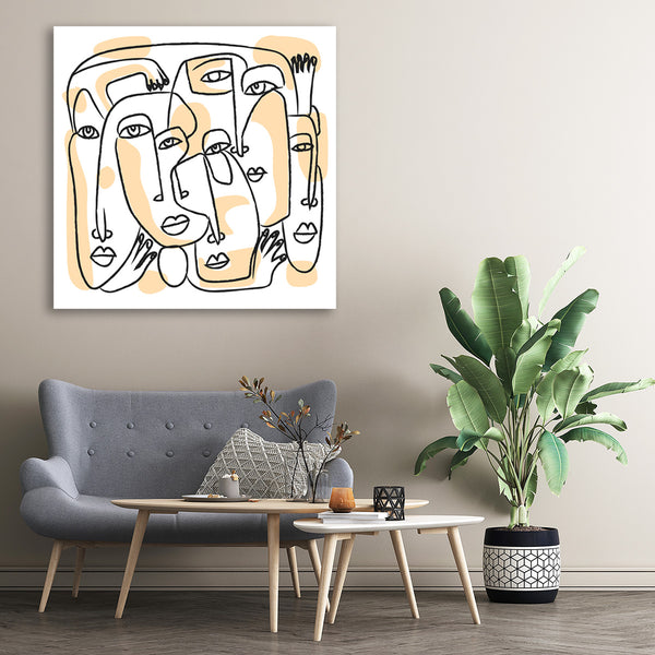 Abstract One Line Faces – Digital Art