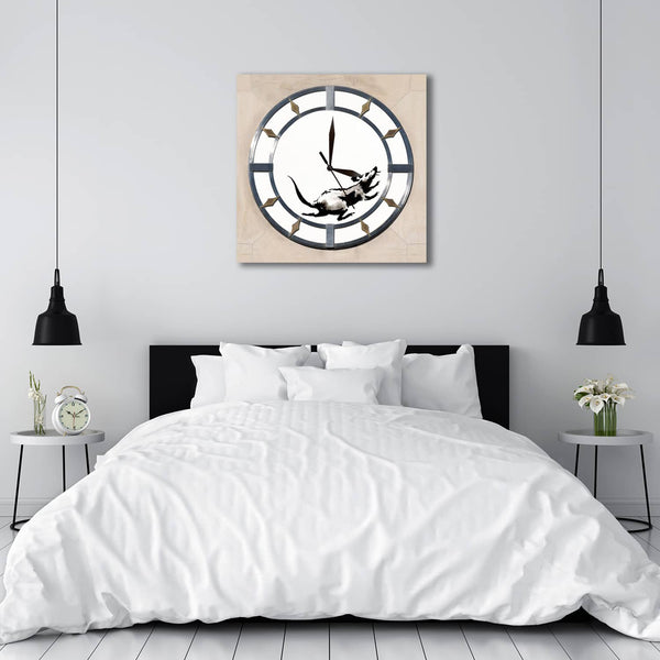 Art CLOCK, Banksy Clock with Rat