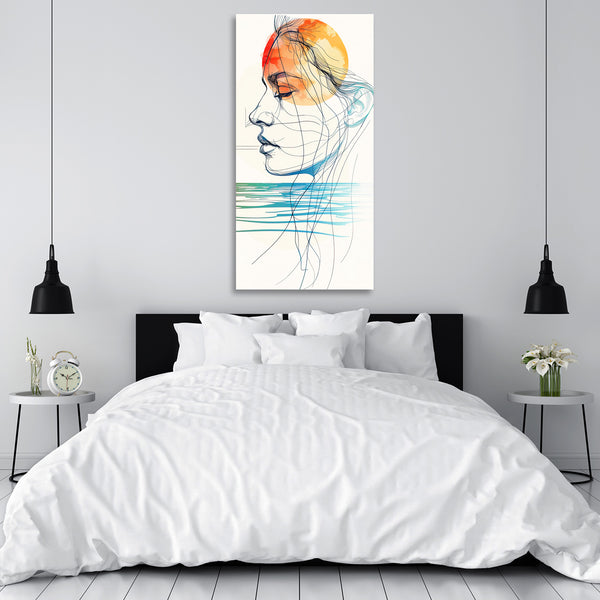 Abstract Woman portrait On Sunset Background