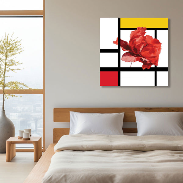 Red Flower, Mondrian-inspired Digital Art