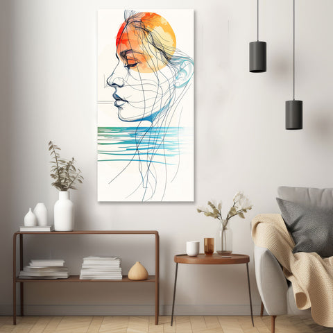 Abstract Woman portrait On Sunset Background