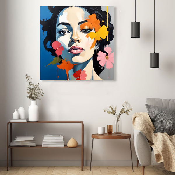 Portrait of Woman with Petals, Digital Art