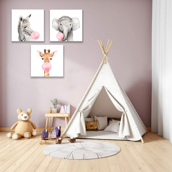 Baby Girl Safari Animals with Bubble, SET