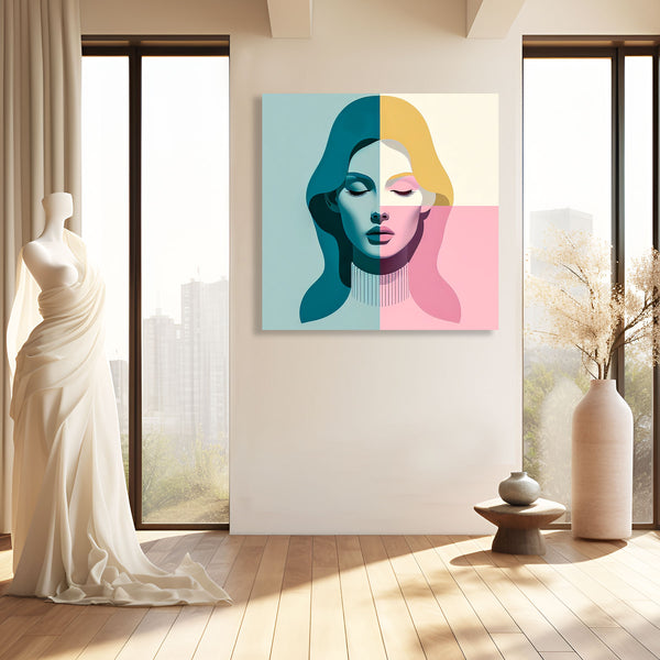 Multicolor Portrait of Woman With Closed Eyes, Digital Art