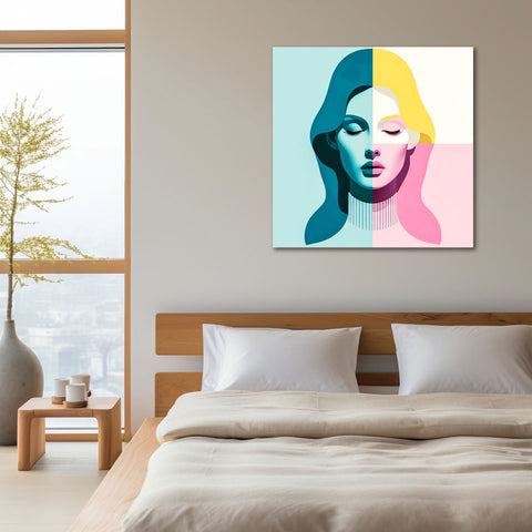 Multicolor Portrait of Woman With Closed Eyes, Digital Art