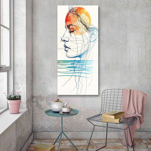 Abstract Woman portrait On Sunset Background