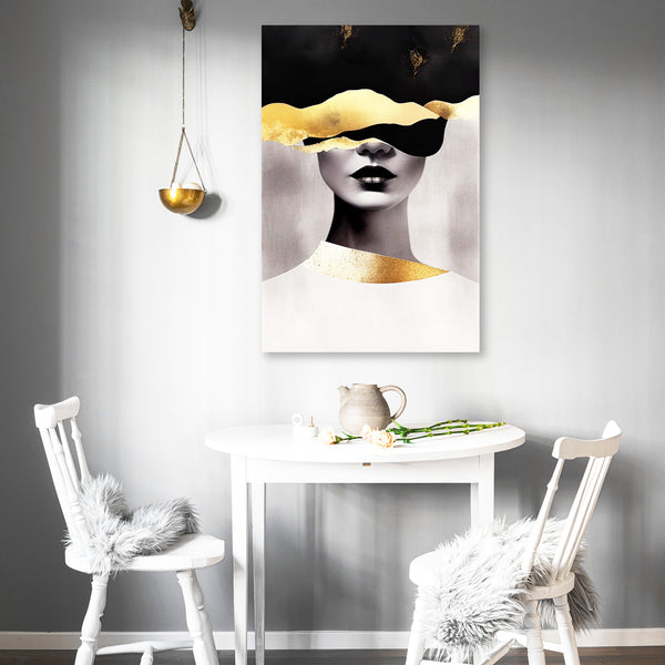 Abstract Woman Portrait in Gold, Digital Art
