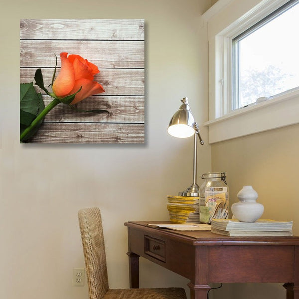 Wood Texture with Rose – Modern Artwork-newARTmix-newARTmix