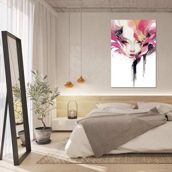 Watercolor Woman Flower, Digital Art
