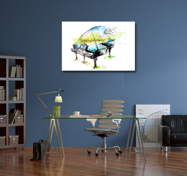 Piano, Abstract Watercolor Painting
