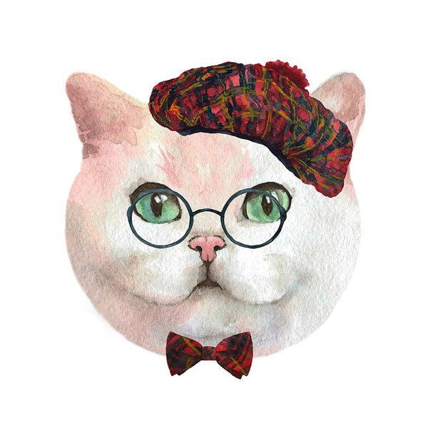 Cat Character, Watercolor Art