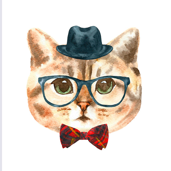 Cat Character, Watercolor Art