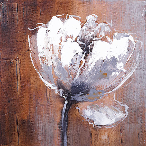 White Flower in Grunge style, Watercolor Art
