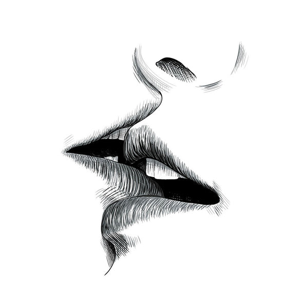 Kissing Couple, Black/White Drawing