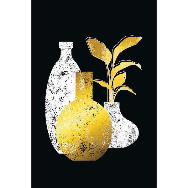 Gold and White Vases, Digital Art