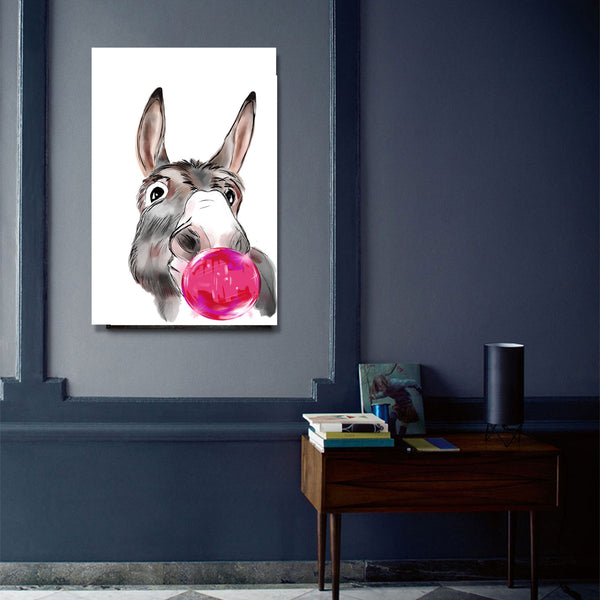 Donkey with Pink Bubble, Digital Art