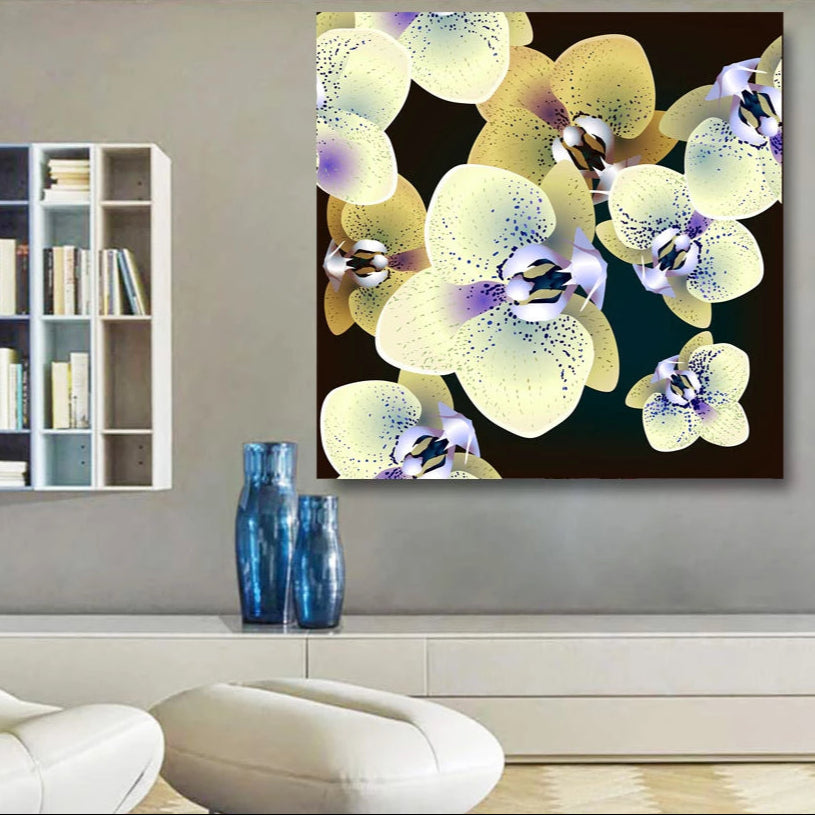 Orchid Floral Pattern, Digital Art